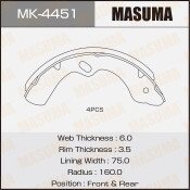Колодки тормозные барабанные Masuma, комплект на ось (4 шт), арт. MK-4451