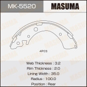 Колодки тормозные барабанные Masuma, комплект на ось (4 шт), арт. MK-5520
