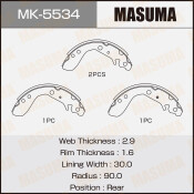 Колодки тормозные барабанные Masuma, комплект на ось (4 шт), арт. MK-5534