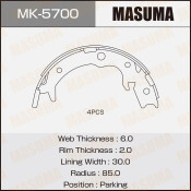 Колодки тормозные барабанные Masuma, комплект на ось (4 шт), арт. MK-5700