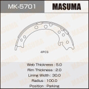 Колодки тормозные барабанные Masuma, комплект на ось (4 шт), арт. MK-5701