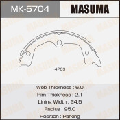 Колодки тормозные барабанные Masuma, комплект на ось (4 шт), арт. MK-5704
