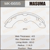 Колодки тормозные барабанные Masuma, комплект на ось (4 шт), арт. MK-6655
