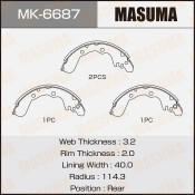 Колодки тормозные барабанные Masuma, комплект на ось (4 шт), арт. MK-6687