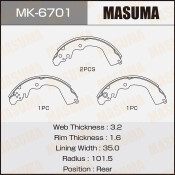 Колодки тормозные барабанные Masuma, комплект на ось (4 шт), арт. MK-6701