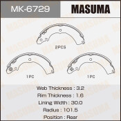 Колодки тормозные барабанные Masuma, комплект на ось (4 шт), арт. MK-6729