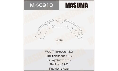 Колодки тормозные барабанные Masuma