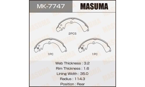 Колодки тормозные барабанные Masuma, комплект на ось (4 шт), арт. MK-7747