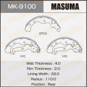 Колодки тормозные барабанные Masuma, комплект на ось (4 шт), арт. MK-9100