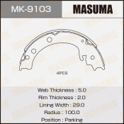 Колодки тормозные барабанные Masuma, комплект на ось (4 шт), арт. MK-9103