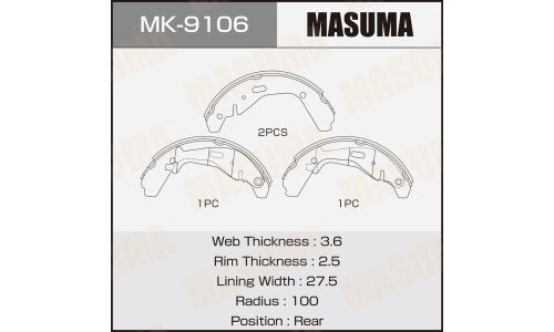 Колодки барабанные MASUMA SUZUKI IGNIS / RM413