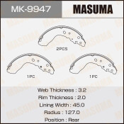 Колодки тормозные барабанные Masuma, комплект на ось (4 шт), арт. MK-9947