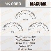 Колодки тормозные барабанные Masuma, комплект на ось (4 шт), арт. MK-9959