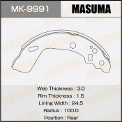 Колодки тормозные барабанные Masuma, комплект на ось (4 шт), арт. MK-9991