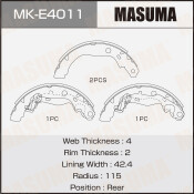 Колодки тормозные барабанные Masuma, для Renault Arkana, комплект на ось (4 шт), арт. MK-E4011