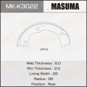 Колодки тормозные барабанные Masuma, для KIA Sportage, комплект на ось (4 шт), арт. MK-K3022