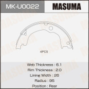 Колодки тормозные барабанные Masuma, для Opel Antara, комплект на ось (4 шт), арт. MK-U0022