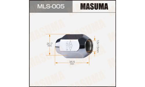 Гайка колесная Masuma MLS-005, закрытая, M12x1.5(R), длина 35.5мм, коническая посадка, под ключ 21мм