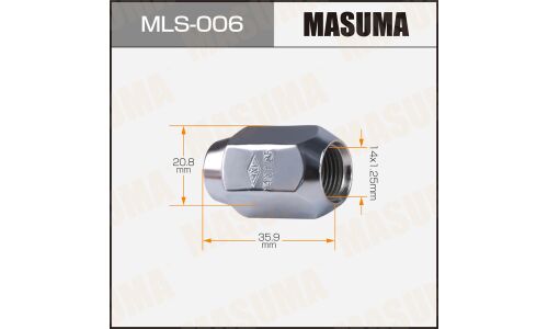 Гайка колесная Masuma MLS-006, закрытая, M14x1.25(R), длина 35.9мм, коническая посадка, под ключ 21мм