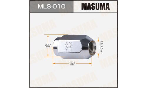 Гайка колесная Masuma MLS-010, закрытая, для Toyota / Mitsubishi, M12x1.5(R), длина 40.1мм, коническая посадка, под ключ 21мм