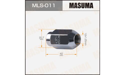 Гайка колесная Masuma MLS-011, закрытая, для Nissan, M12x1.25(R), длина 42мм, коническая посадка, под ключ 21мм
