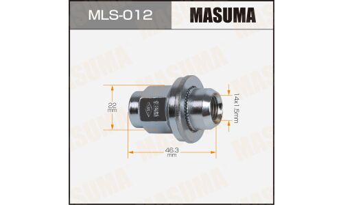 Гайка колесная Masuma MLS-012, закрытая, для внедорожников Toyota, M14x1.5(R), длина 47мм, с прессшайбой 35мм, под ключ 22мм