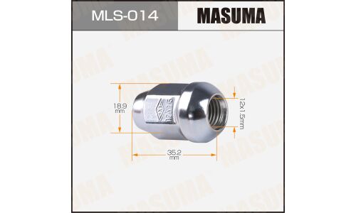 Гайка колесная Masuma MLS-014, закрытая, для Honda, M12x1.5(R), длина 35.2мм, сфера, под ключ 19мм