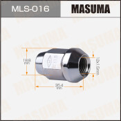 Гайка колесная Masuma MLS-016, закрытая, M12x1.5(R), длина 35.4мм, коническая посадка, под ключ 19мм