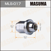 Гайка колесная Masuma MLS-017, закрытая, для Toyota, M12x1.5(R), длина 42.3мм, с прессшайбой 30мм, под ключ 21мм