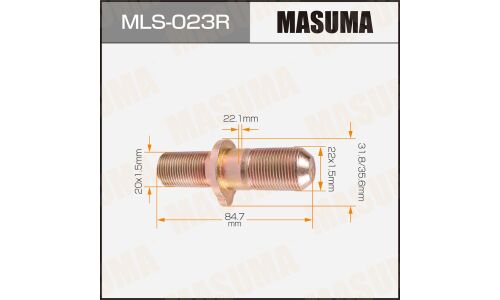 Шпилька колесная Masuma MLS-023R, для HINO, M22x1.5(R), M20x1.5(R), длина 85мм, 1 шт