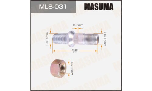 Шпилька колесная Masuma MLS-031, для грузовиков Mitsubishi Fuso, M19x1.5(R), M20x1.5(L), длина 84мм