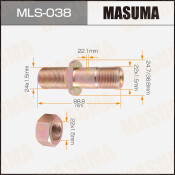 Шпилька колесная Masuma MLS-038, для грузовиков Isuzu, M22x1.5(R), M24x1.5(R), длина 88.8мм