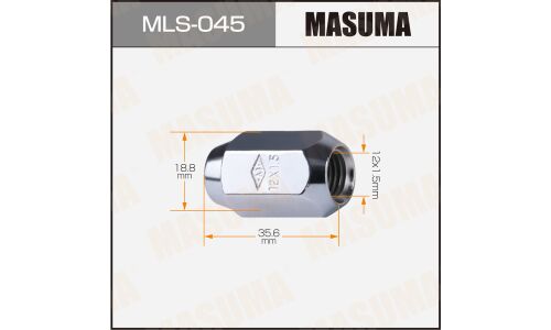 Гайка колесная Masuma MLS-045, закрытая, M12x1.5(R), длина 35.6мм, коническая посадка, под ключ 19мм