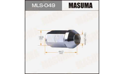 Гайка колесная Masuma MLS-049, закрытая, M12x1.25(R), длина 44.2мм, коническая посадка, под ключ 19мм