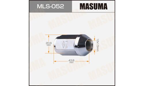 Гайка колесная Masuma MLS-052, закрытая, M12x1.5(R), длина 43.8мм, коническая посадка, под ключ 21мм
