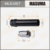 Гайка колесная Masuma MLS-057, закрытая, M12x1.5(R), длина 35.4мм, коническая посадка, под ключ 19мм, с секретом + ключ в комплекте, 4 шт