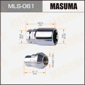 Гайка колесная Masuma MLS-061, закрытая, M12x1.25(R), длина 31.7мм, коническая посадка, с секретом + переходник под ключ 19мм, 4 шт