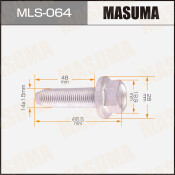 Болт стойки Masuma, для Subaru, M14x1.5(R), длина 65.5мм, под ключ 19мм, арт. MLS-064