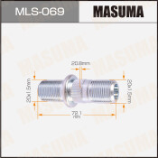 Шпилька колесная Masuma MLS-069, для грузовиков Toyota, M20x1.5(R), M20x1.5(R), длина 72мм
