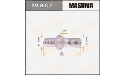 Шпилька колесная Masuma MLS-071, для грузовиков Toyota, M16x1.5(R), M16x1.5(R), длина 68мм