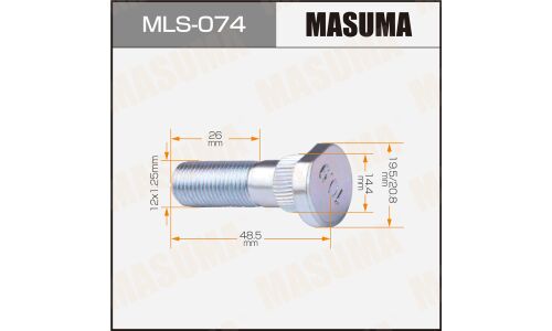 Шпилька колесная Masuma MLS-074, для грузовиков Nissan, M12x1.25(R), длина 46.2мм