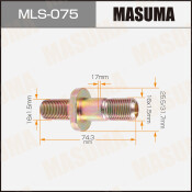 Шпилька колесная Masuma MLS-075, для грузовиков Nissan, M16x1.5(R), M16x1.5(R), длина 74.3мм