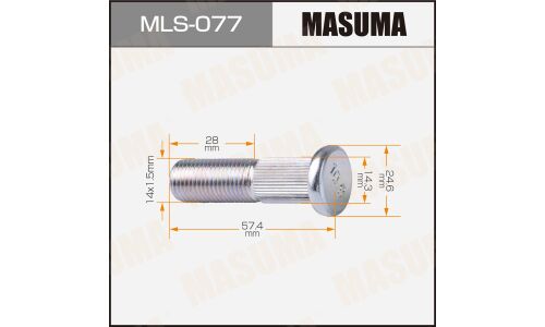 Шпилька колесная Masuma MLS-077, для грузовиков Nissan, M14x1.5(R), длина 57.3мм