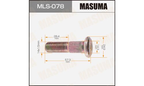 Шпилька колесная Masuma MLS-078, для грузовиков Nissan, M14x1.5(L), длина 57.3мм