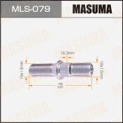 Шпилька колесная Masuma MLS-079, для грузовиков Mitsubishi Fuso, M16x1.5(R), M16x1.5(L), длина 76мм
