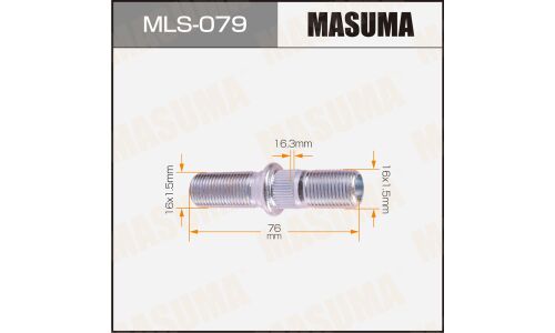 Шпилька колесная Masuma MLS-079, для грузовиков Mitsubishi Fuso, M16x1.5(R), M16x1.5(L), длина 76мм