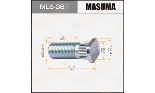 Шпилька колесная Masuma MLS-081, для грузовиков Mitsubishi Fuso, M16x1.5(L), длина 46.2мм