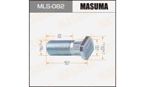 Шпилька колесная Masuma MLS-082, для грузовиков Mitsubishi Fuso, M16x1.5(R), длина 46.3мм