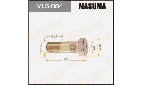 Шпилька колесная Masuma MLS-084, для грузовиков Mitsubishi Fuso, M18x1.5(R), длина 65.8мм