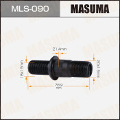 Шпилька колесная Masuma MLS-090, для грузовиков Isuzu, M20x1.5(R), M18x1.5(L), длина 77.5мм